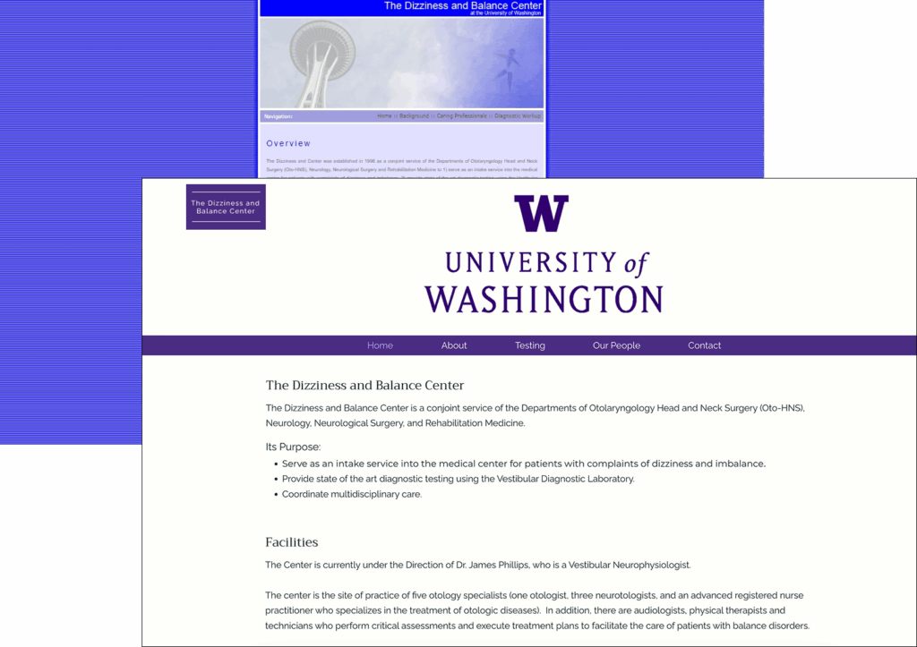 Before and after website screenshot.